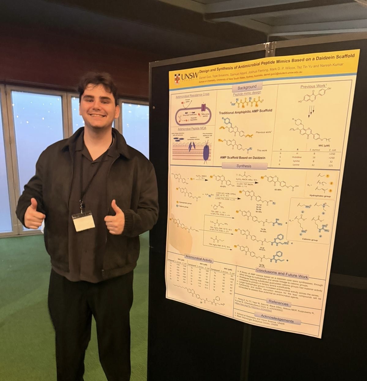 Josh Fleming with his poster at the Southern Highlands Conference on Heterocyclic Chemistry 2026