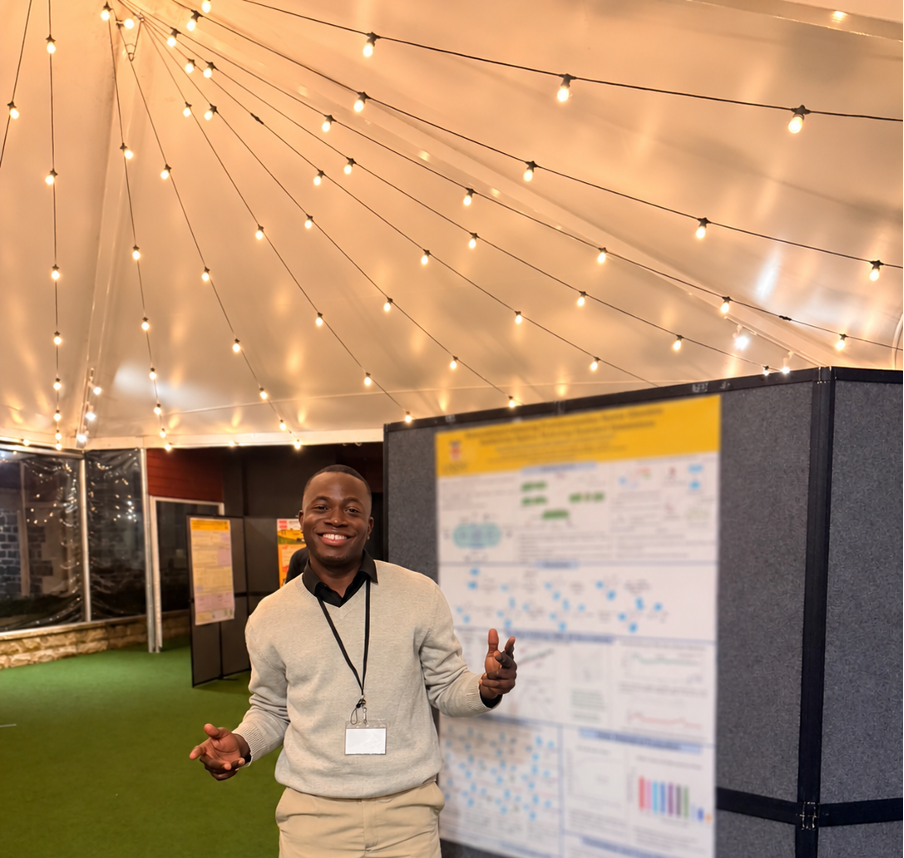 Tope A. Ibisanmi presenting a poster at the Southern Highlands Conference on Heterocyclic Chemistry 2026