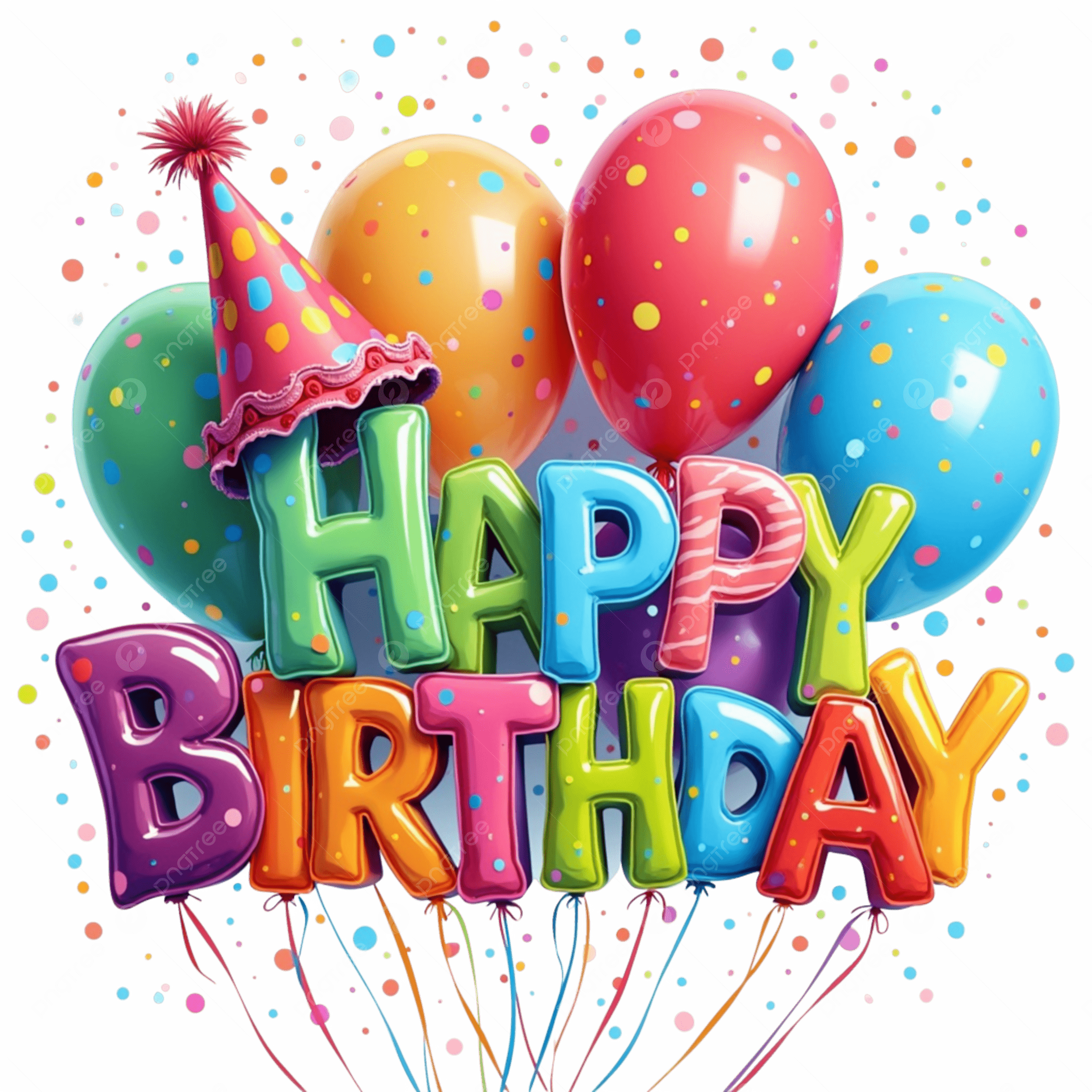 Happy birthday greeting — colourful balloons illustration