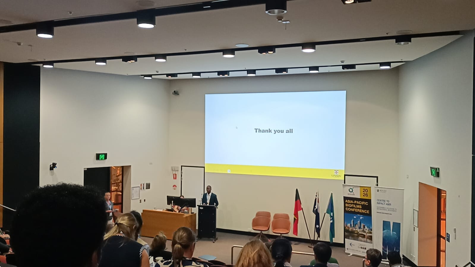 Tope A. Ibisanmi presenting at Asia-Pacific Biofilms 2026 in Melbourne